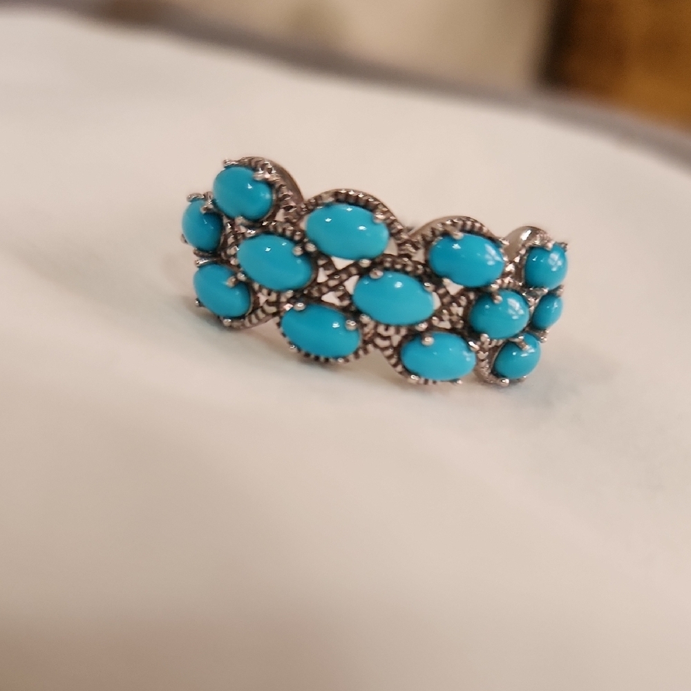 QVC Geniune Sleeping Beauty Turquoise & .925 Sterling Silver Ring - Picture 4 of 5
